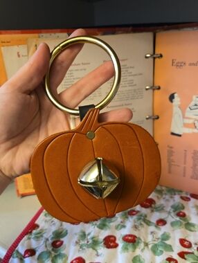 Leather And Brass Pumpkin Door Hanging with Jingle Bell